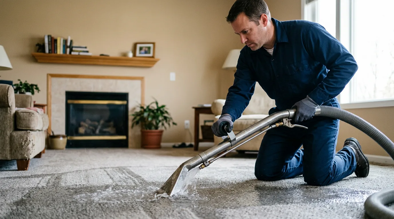 Water damage restoration technician working near Baroda, MI
